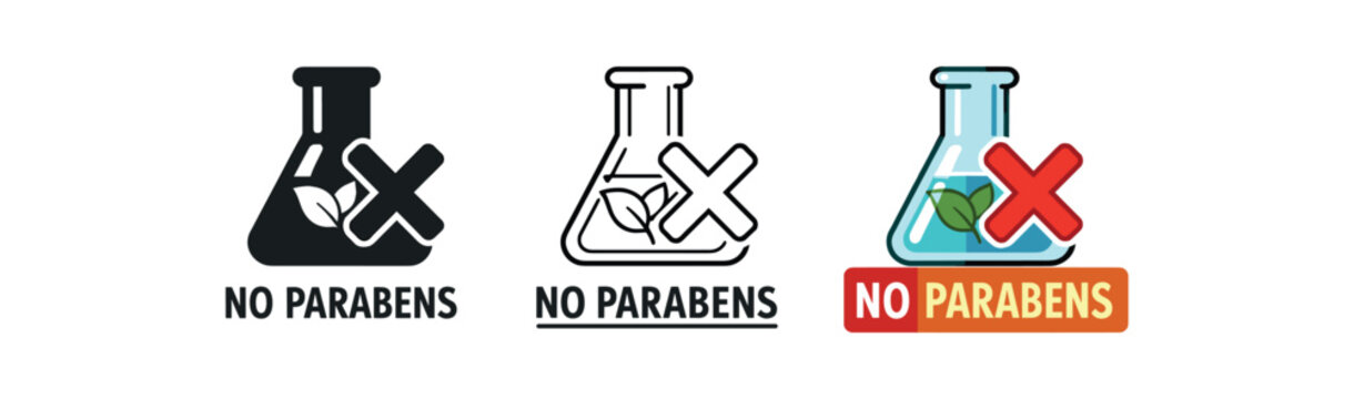 zero contain no parabens flask icon with cross
