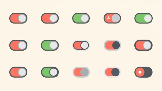 Collection of toggles in various states on, off, and partially active