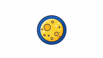 Fototapeta premium Whimsical yellow celestial body with craters within a blue ring