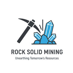 Mining Pickaxe Striking Blue Crystals Illustration. © StudioMasAey