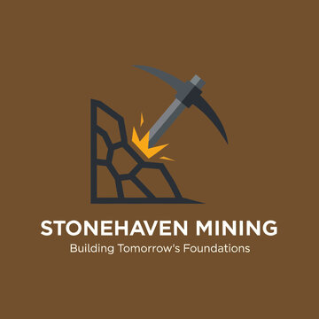 Mining Hammer Breaking Rocks Stonehaven Mining Logo.