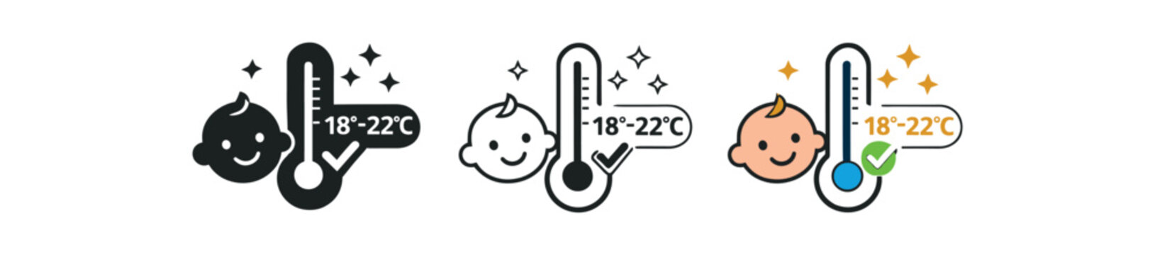 baby temperature room icon on light background. thermometer showing safe room temperature. environment control symbol. device clearly readable