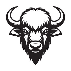 Obraz premium Buffalo face silhouette vector illustration farm animal portrait design