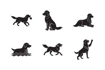 Golden Retriever Friendly Playful Dog Silhouette