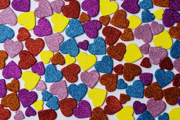 Valentine&rsquo;s Day background with colorful sparkling hearts
