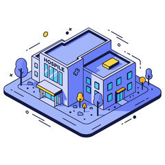 Fototapeta premium Isometric hospital building in modern minimalist style. No editable stroke