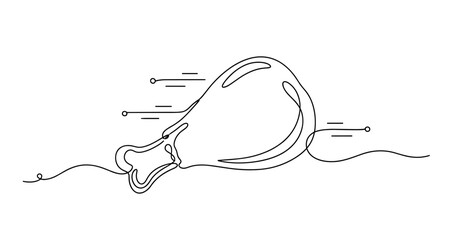 Obraz premium Continuous line drawing of chicken drumstick with abstract patterns in motion. No editable strokes