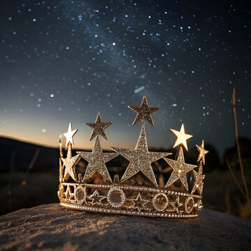 Crown of the stars shining above cosmic kingship symbolizing destiny power eternity light balance fate universe mystery harmony ascension infinity