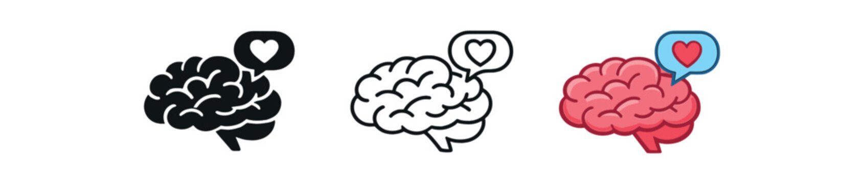 mental load balance brain icon with small chat bubble heart showing shared communication