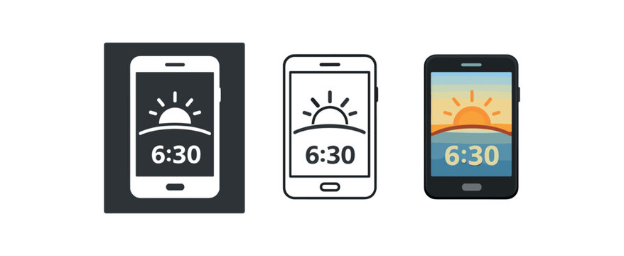 digital wellness phone displaying sunrise timer soft morning start