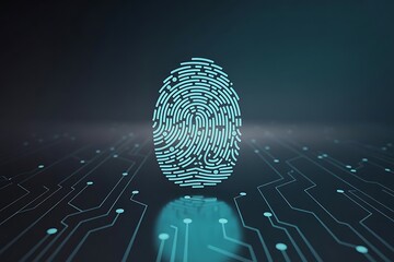 Futuristic Biometric Fingerprint Scanner on Electronic Circuit Board for Cybersecurity and Data Protection