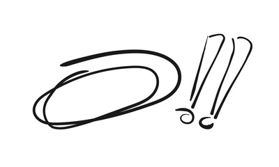 Doodle Accent Sign, Hand Drawn Marker, Line Frame, Emphasis Important, Information, Exclamation Mark, Black