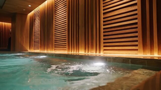 wellness spa of warm water swimming pool in the morning