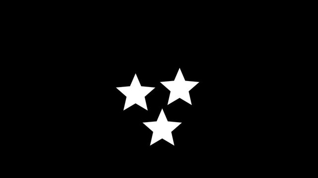 Three star loading animation arranged in triangle formation with smooth looping motion, minimal progress indicator for waiting states and buffering screens, transparent background with alpha channel