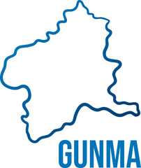 Outline map of Gunma prefecture in Kanto region,Japan