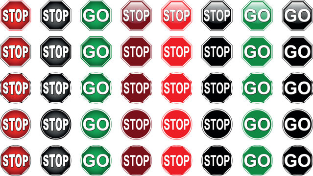 Vector illustration of Stop and Go sign sign isolated on pure white. EPS file available