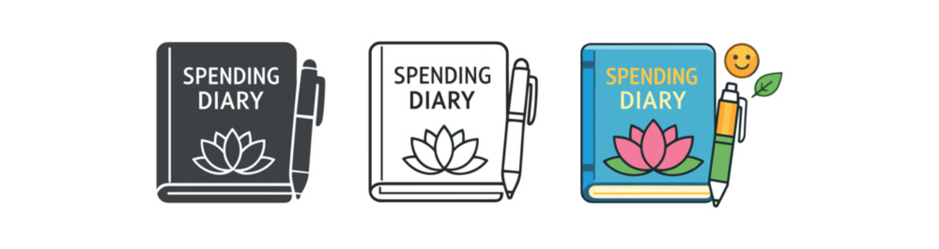 mindful money notebook pen titled spending diary tracking calm