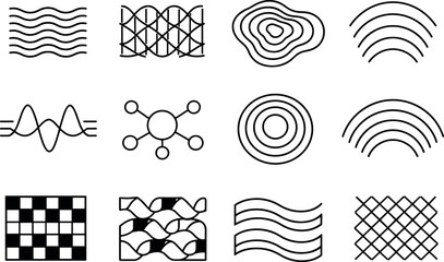 Minimalist Line Icons. Line style vector icons of calendar schedule planner event management: modulation stripe, phase mesh, phase