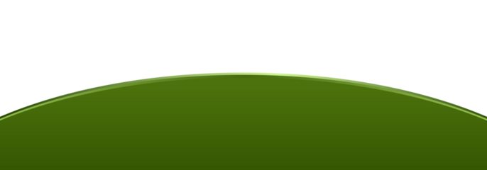 Green shiny half circle shape with light reflection transparent background