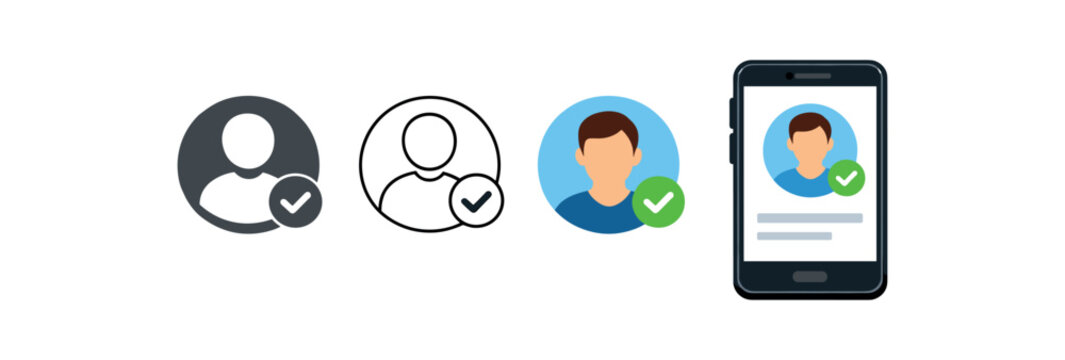 digital identity smartphone showing avatar circle and check mark verified profile