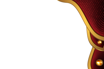 Red and gold decorative element with shiny dots and border transparent background