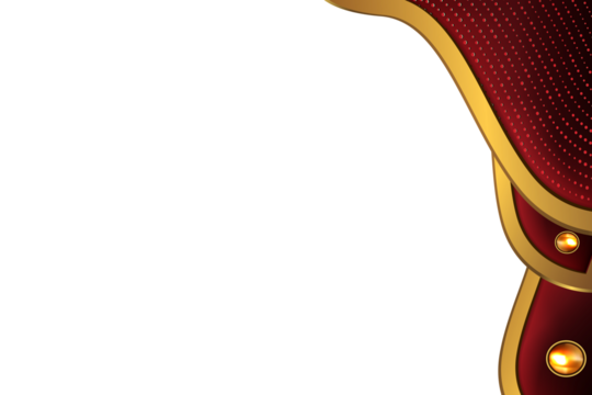 Red and gold decorative element with shiny dots and border transparent background - Powered by Adobe