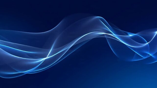 Abstract blue wave pattern on dark blue background.