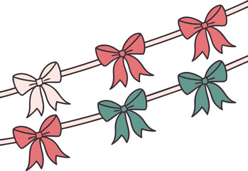 Ribbon Bows Ornament: A delightful array of colorful ribbon bows, each tied with care, elegantly adorns a delicate string. A celebration of beauty and charm, bringing joy and happiness.