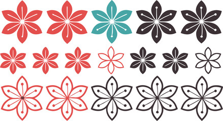 Floral Harmony: A vibrant arrangement of stylized blossoms, showcasing a captivating play of color and intricate design, perfect for adding a touch of floral elegance. 