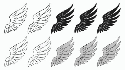 Wings Pattern Illustration: An illustrative display of wings in various designs and shades, symbolizing freedom and ascension.