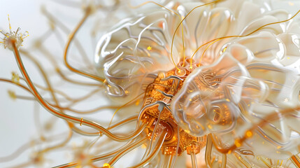 Obraz premium Futuristic organic brain concept in intricate network design for innovative science and technology projects