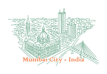 sketch drawing of mumbai city - india (artwork 1)