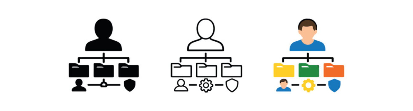 digital identity tiny folder tree under avatar structured accounts and roles