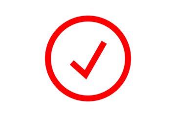 Red Outline Check Mark Symbol for Alert Confirmation isolated on transparent background success verified approval done ok