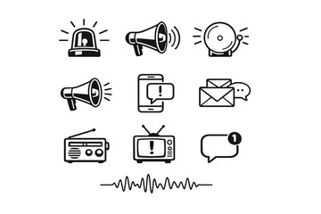 Emergency Alert and Public Notification Icons Set
