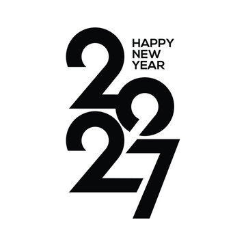 2027, Happy New Year 2027, 2027 Logo Design template with typography logo 2027 for celebration and season decoration. Minimalist trendy 