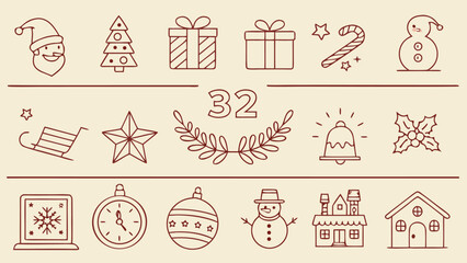 Festive Embellishments: Collection of charming holiday elements, creating a joyous and decorative composition, perfect for bringing the holiday spirit to life.