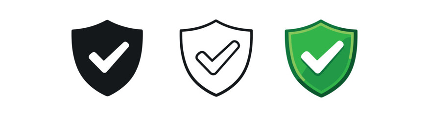 verification shield outline and tick inside trusted approval
