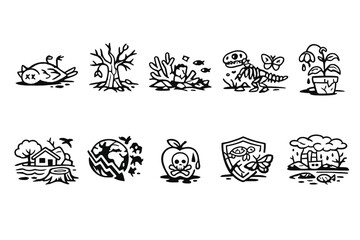 Obraz premium Ecological Damage and Environmental Crisis Icons Set