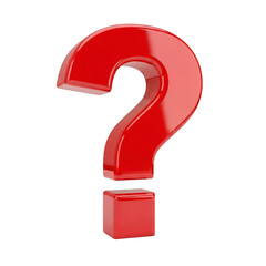 3d rendered red question mark with a cube