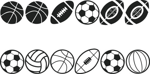 Diverse Sports Equipment : A collection of sports equipment, showcasing the variety of sports and games that people enjoy, captured in a clean and consistent style. 