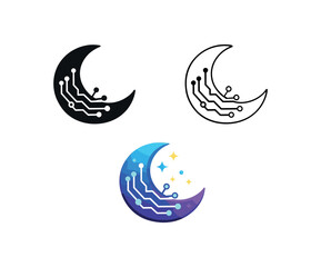 Obraz premium dream technology abstract moon shape with circuitry digital rest energy