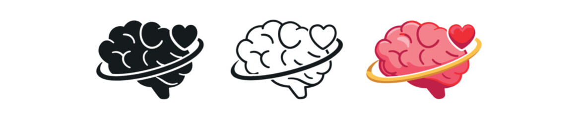 emotional design small heart orbiting around brain creative empathy intelligence