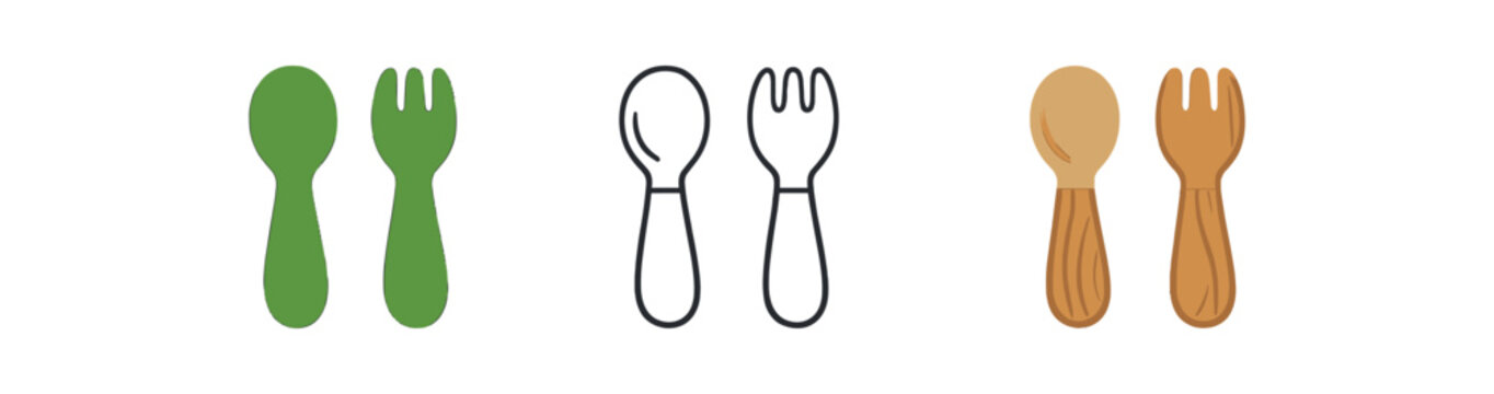 eco baby led weaning wooden baby spoon and fork reusable cutlery simple shapes