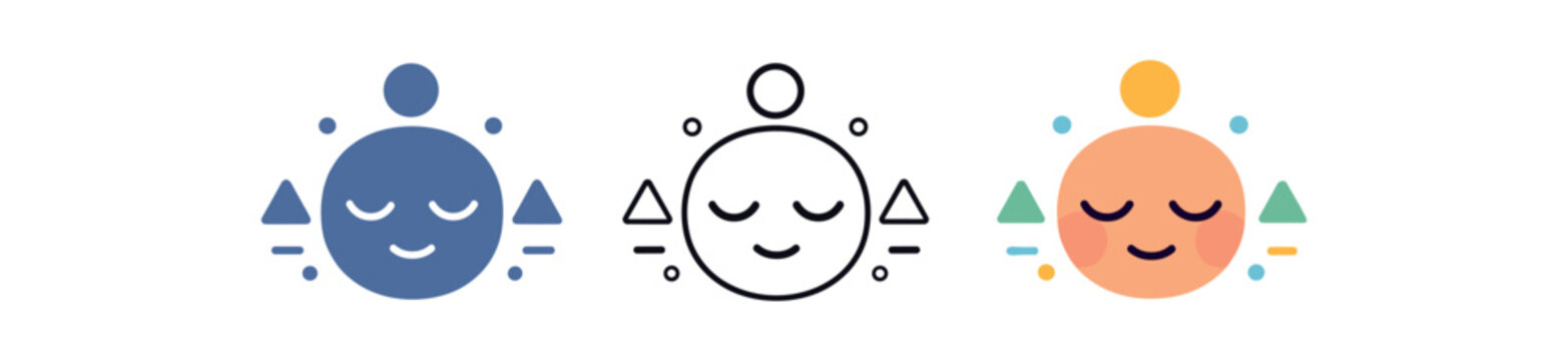 emotional design minimal face eyes closed surrounded by geometric calm pattern