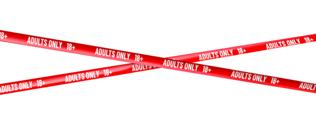 3d isolated Red warning tape adults only 18