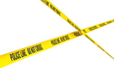 Yellow police tape restricting access 3d isolated