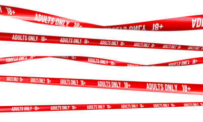 Red adults only 18 isolated tape 3d