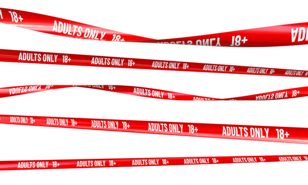Red adults only 18 isolated tape 3d