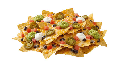 Loaded nachos with cheese guac jalapenos